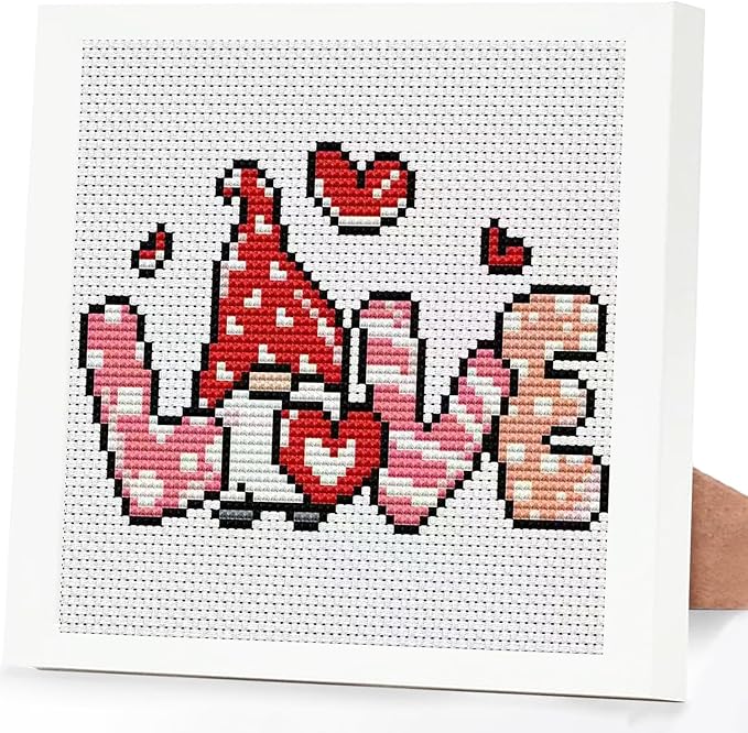 Tiwabb Gnome Cross Stitch Kits for Adults, Love Stamped Cross Stitch Embroidery by DIYHomeDecor