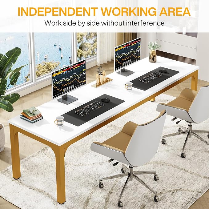 Tribesigns Modern 78.7 Inches Extra Long Computer Desk 2 Person Desk, Double - Image 5