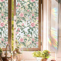 Floral Stained Glass Window Privacy Film, Retro Decorative Rainbow Window by UQRUI