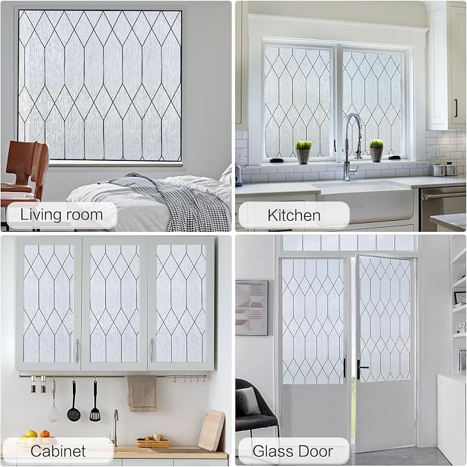 Windimiley Window Privacy Film Stained Glass Static Clings, Bathroom Frosted - Image 4