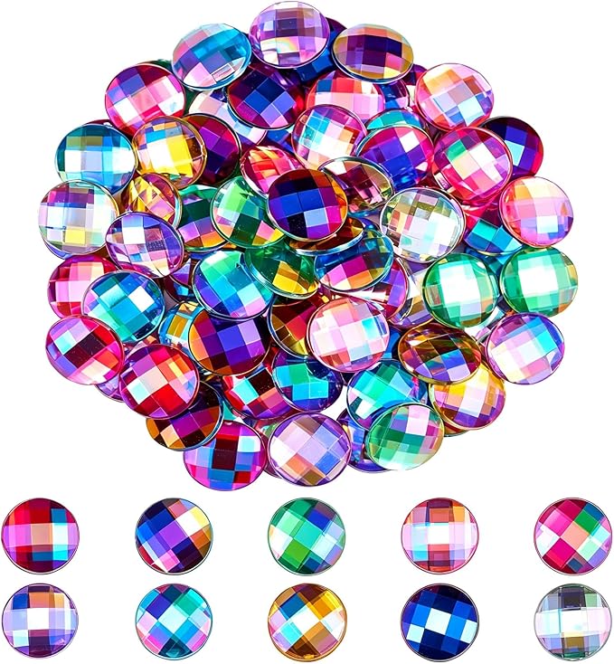 200 Pcs 12mm AB Rhinestones for Bedazzling, Rainbow Effect Craft Gems for by Unknown