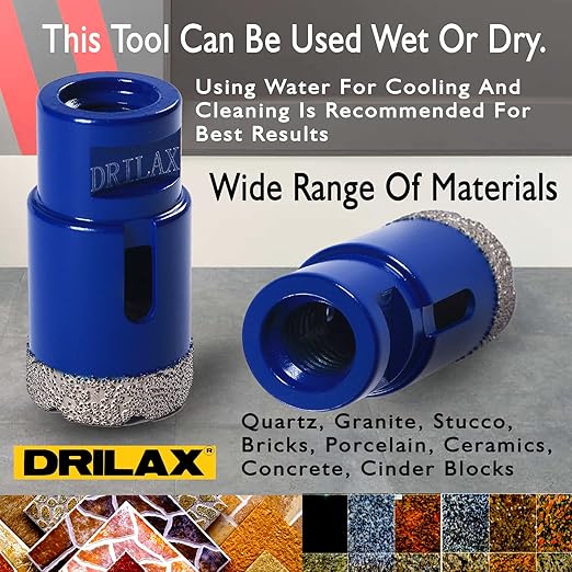 Drilax Pro Series 1-1/4 Inch Diamond Hole Saw for Angle Grinders | 1-3/8" Depth | 5/8"-11 Thread | Ideal for Faucets, RO Filters, Grab Bars & Dry Drilling | Long Life