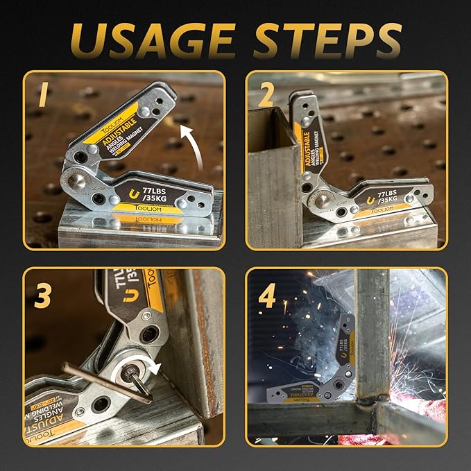 TOOLIOM Adjustable Angle 20°-200° Welding Magnets,Magnetic Pull Force 77 LBs Welding Holder Welding Accessories