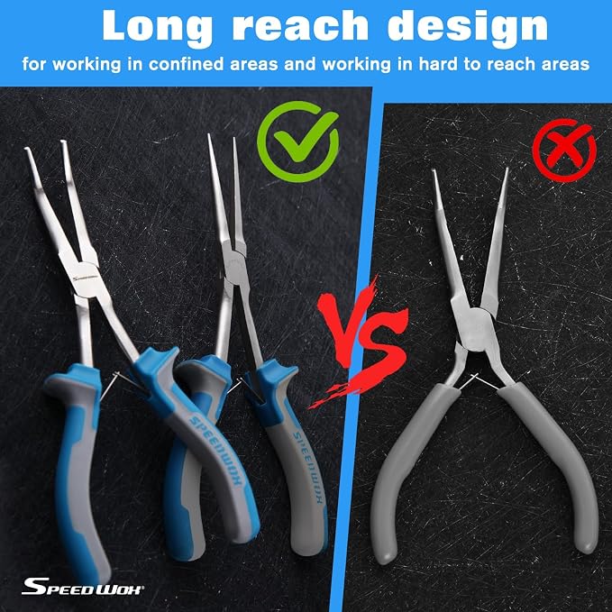 SPEEDWOX 2PCS Long Reach Bent Needle Nose Pliers Set - Image 4
