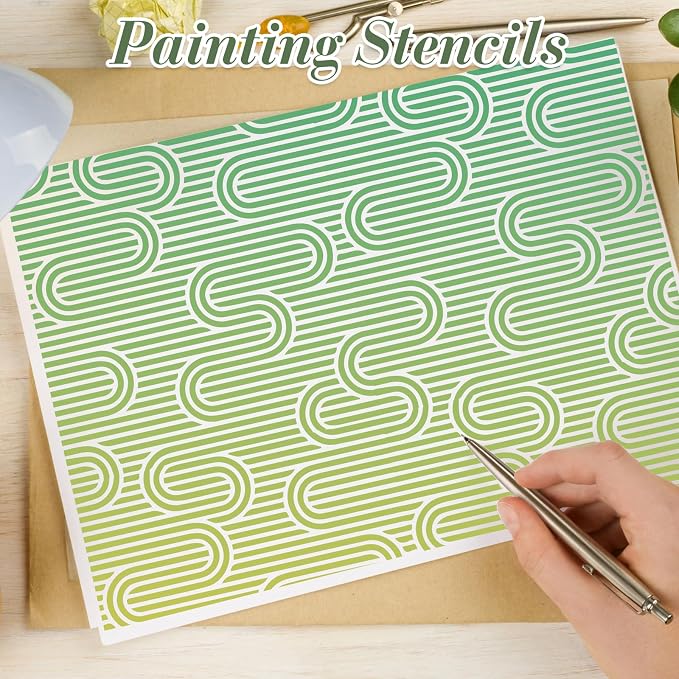 Geometric Texture Stencils for Crafts Reusable 16Pcs Stencils | DIY Art - Image 6