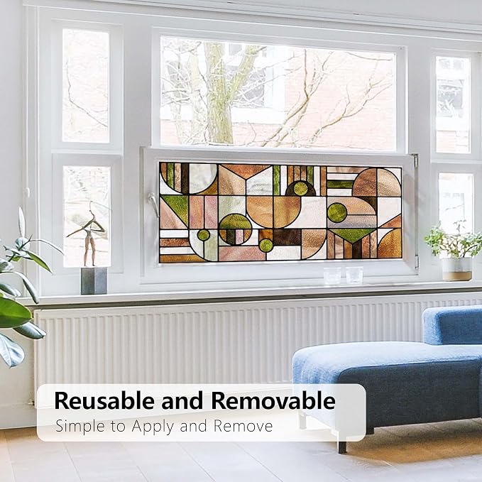 Faux Stained Glass Effect Window Privacy Film, Original Double-Sided Hand-Drawn - Image 6