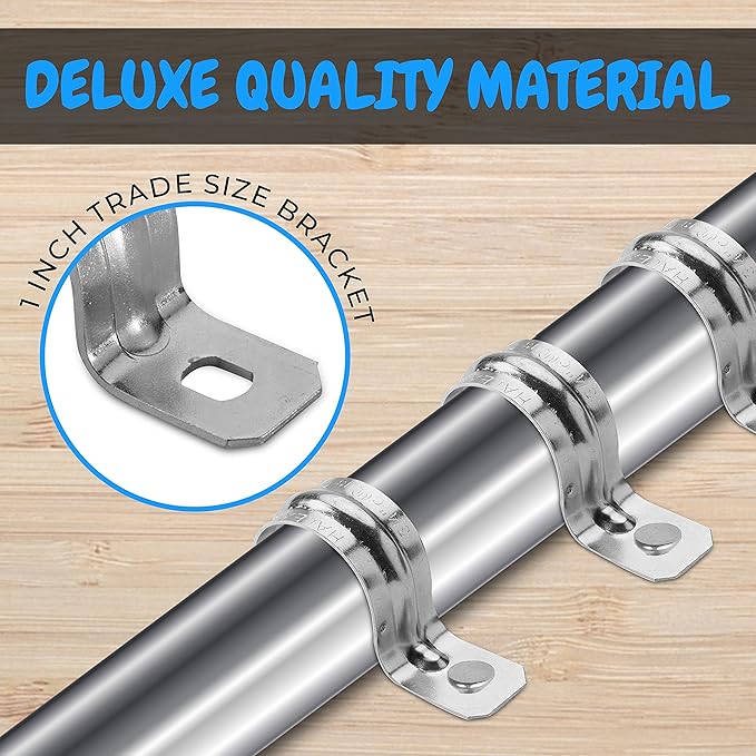 OhLectric 1 Hole 1 Inch Pipe Strap - Reinforced Rib for Extra Strength - Zinc-Plated Steel Pipe Strap Clamp for Rigid & IMC Conduit - Snap-On Installation - Pack of 25; OL-43060