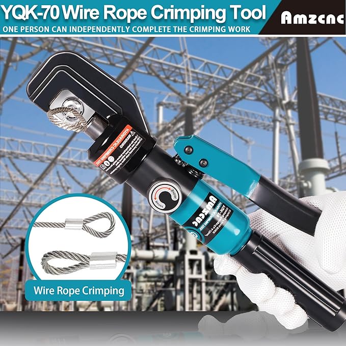 AMZCNC Wire Rope Crimping Tool for Aluminum Crimping Loop Sleeve, Two Barrel Ferrule, Oval Sleeves, 3/64 in to 3/16 in, Stainless steel wire rope Swaging Tool Kit with Wire Rope Cutter