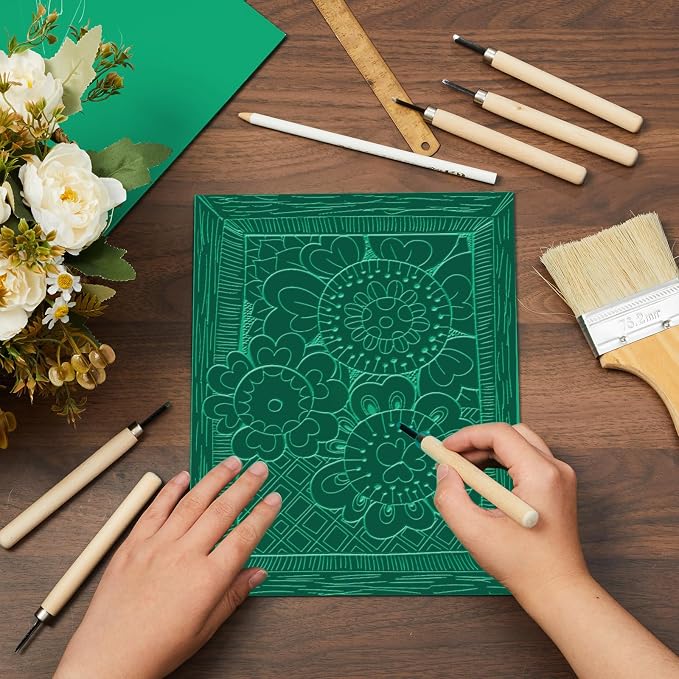 Yeaqee 8 Pcs 8 x 10 Inch Linoleum Blocks - Image 7