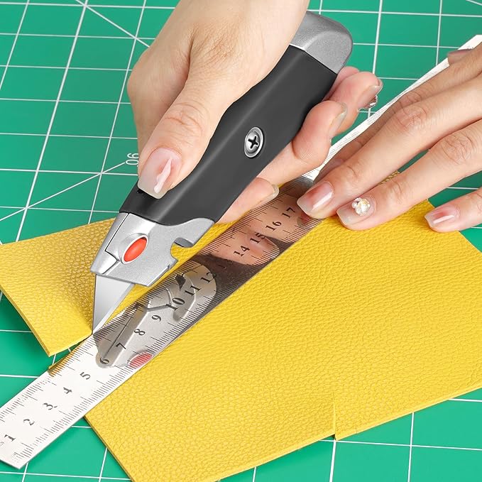 DIYSELF Premium Utility Knife, Retractable Box Cutter, Heavy Duty Razor Knife Set with Rubber Grip for Cutting Boxes, Cardboard, and Packaging (2-Pack)
