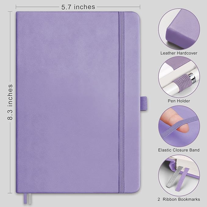 RETTACY Lined Journal Notebook, 192 Numbered Pages, A5 Size | Leather Hardcover - Image 2