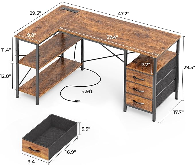 Huuger L Shaped Office Desk - Image 3
