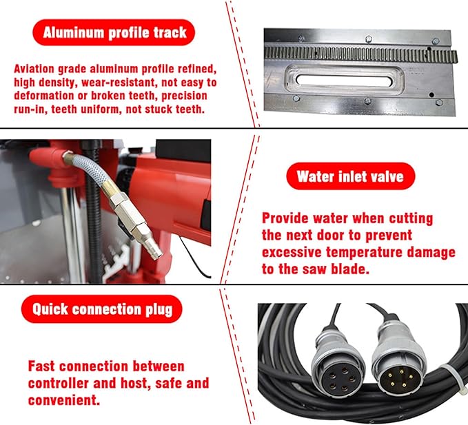 6880W Electric Concrete Wall Cutter 16" Cut Depth Reinforced Concrete Saw with Guide Rail Wet/Dry Cutting for Brick Stone & Masonry 300RPM 220V (Including a 39.4" Diamond Saw Blade)