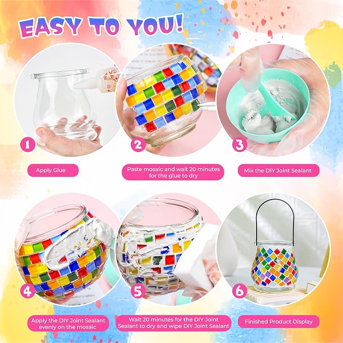 Joyclub DIY Mosaic Candle Holder Kit Mosaic Kits - Image 4