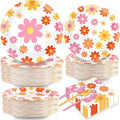 Qyeahkj 50 Guests Groovy Daisy Plates and Napkins Party Supplies Boho Hippie by Qyeahkj