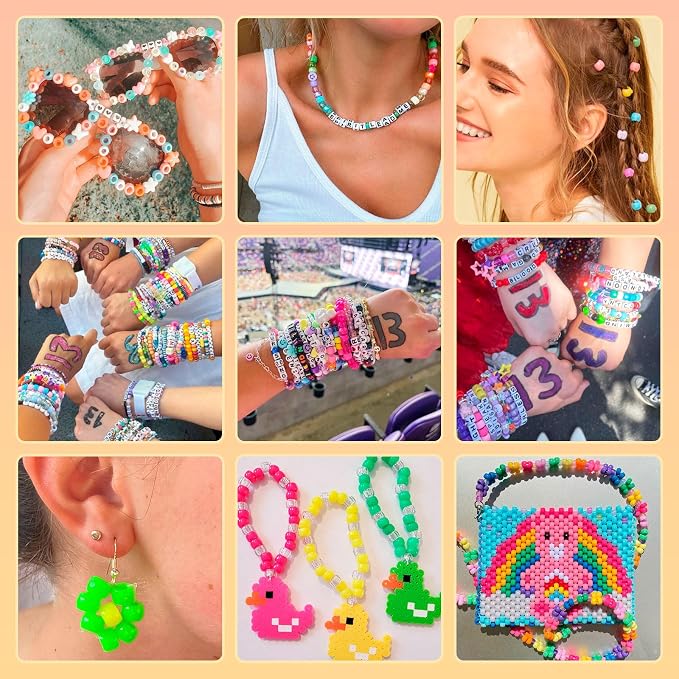 Dowsabel Friendship Bracelet Making Kit, Pony Kandi Beads & 11 Different Beads - Image 5