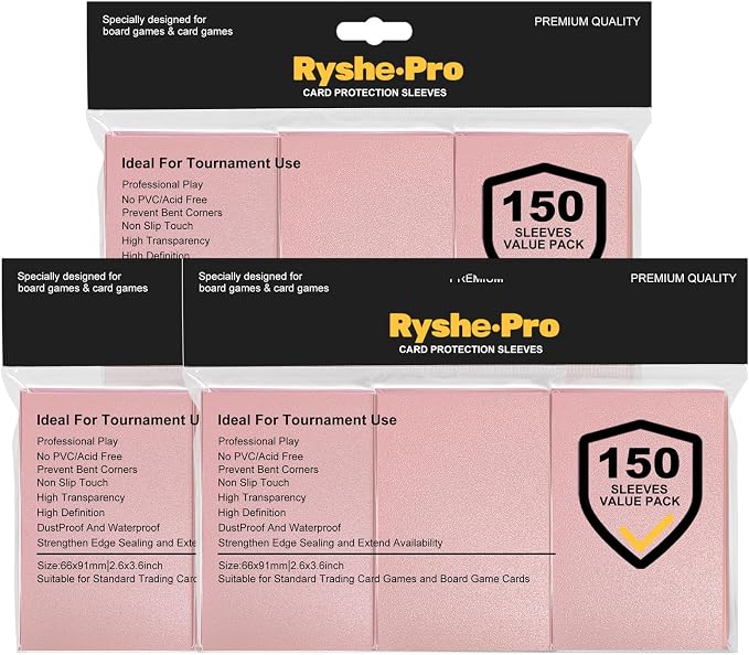 450 Count Pink Card Sleeves, Premium Matte Card Protectors by RyshePro