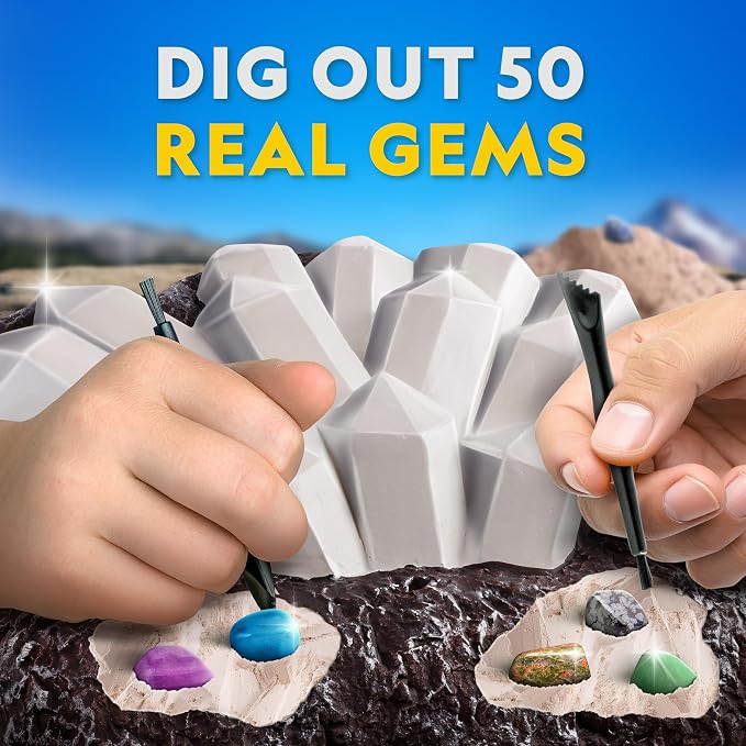National Geographic Gigantic Gemstone Dig Kit – Excavate 50 Real Gems from a - Image 2