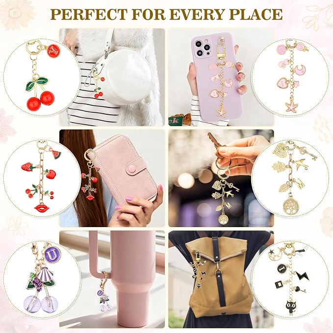 656Pcs Keychain Making Kit: Gold Jewelry Making Supplies Including 198 Charms - Image 7