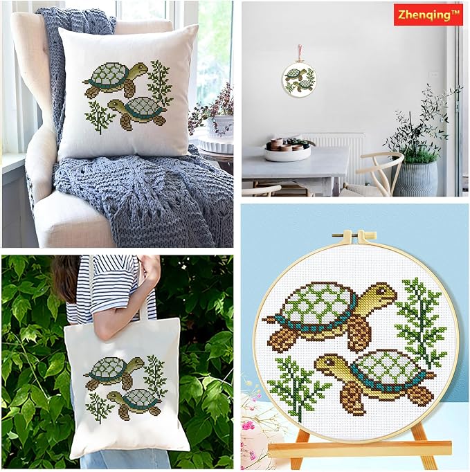 Zhenqing Two Turtles Stamped Cross Stitch Kit - Image 5