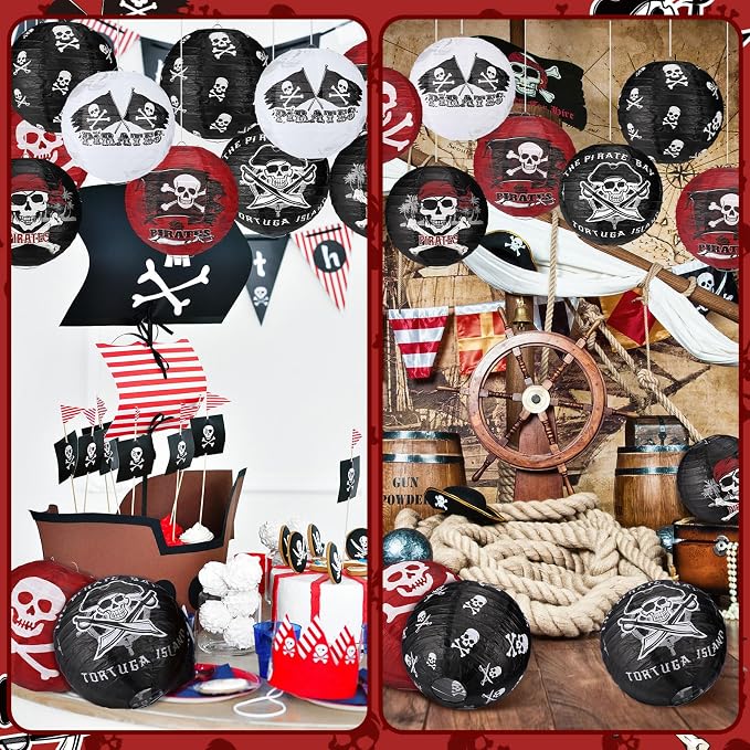 Panelee 12 Pcs Pirate Theme Paper Lanterns Birthday Party Decorations 8 Inch - Image 5