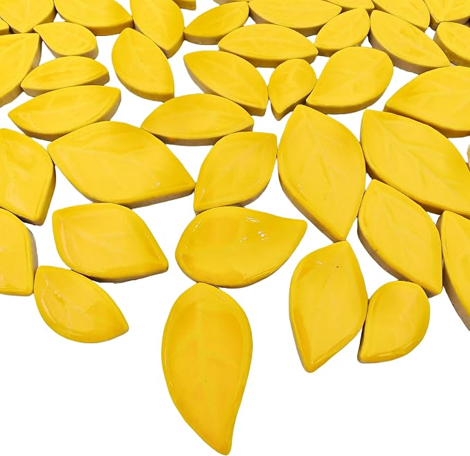 500g/1.1lb Leaf-Shaped Ceramic Mosaic Tiles, Ceramic Mosaic Pieces - Image 3