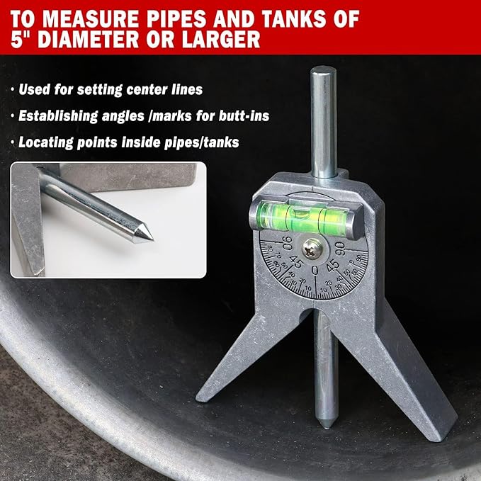 Safety Pipe Marker Centering Tool, O Mark Pipe Marker Centering Tool, 4inch Y Type Head, Dial Set Level Dial Bubble Protractor