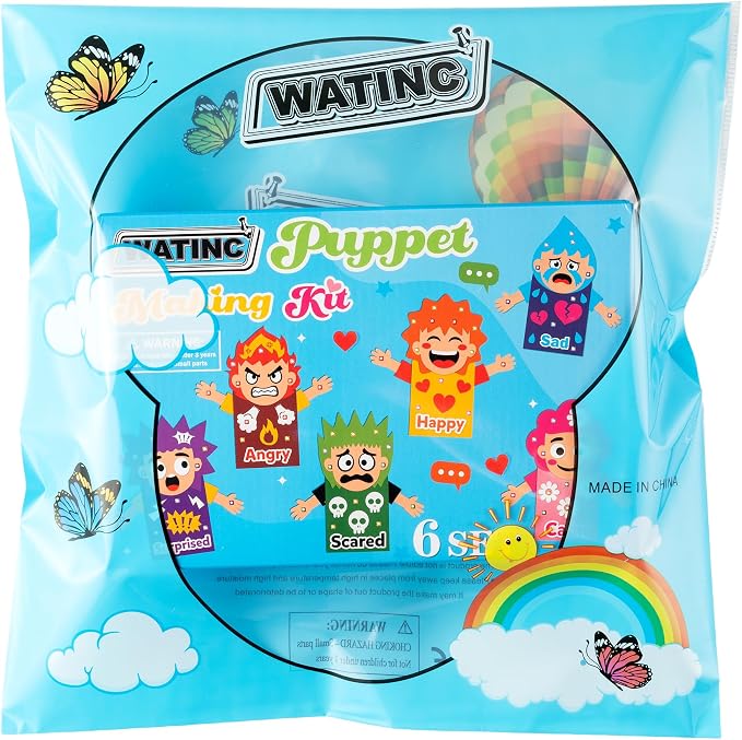 WATINC 6Pcs Hand Puppet Making Kit, Art Craft Felt Sock Puppet Toys, Creative - Image 7