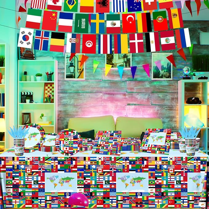 International World Flags Tableware Set, Flags Tablecloth - Image 5