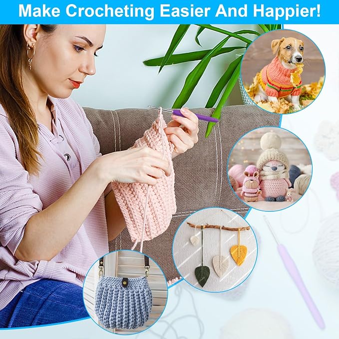 MECHEER Crochet Hooks 12 Sizes Crochet Hook Set, 51 Pack Yarn Crochet Kit - Image 6