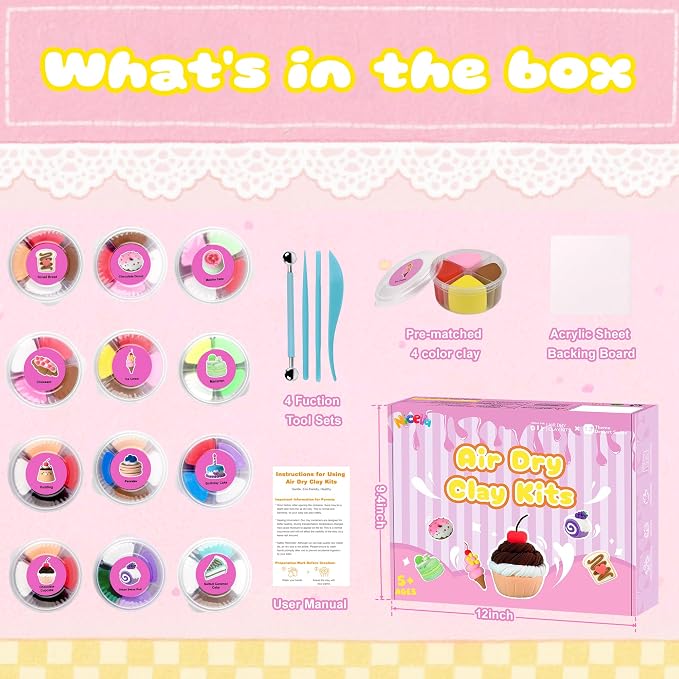 Nicella Air Dry Clay Kit, 12 Cakes Modeling Clay - Image 2