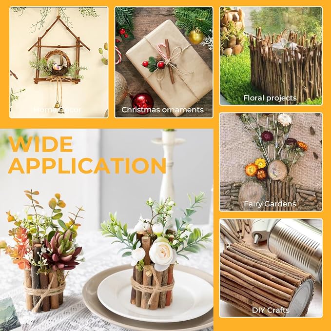 TKOnline 300Pcs Craft Sticks, 10cm 0.1-0.2 Inch in Diameter Wood Log Sticks - Image 6