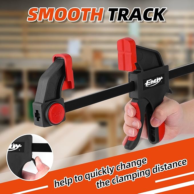 6" Bar Clamps for Woodworking, 4-Piece One-Handed Clamp/Spreader, Light-Duty Quick-Change F Clamp with 170 lbs Load Limit