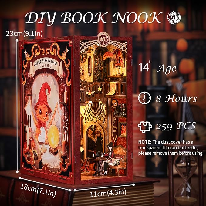 Fsolis Book Nook Kit, 3D Wooden Puzzle - Image 3