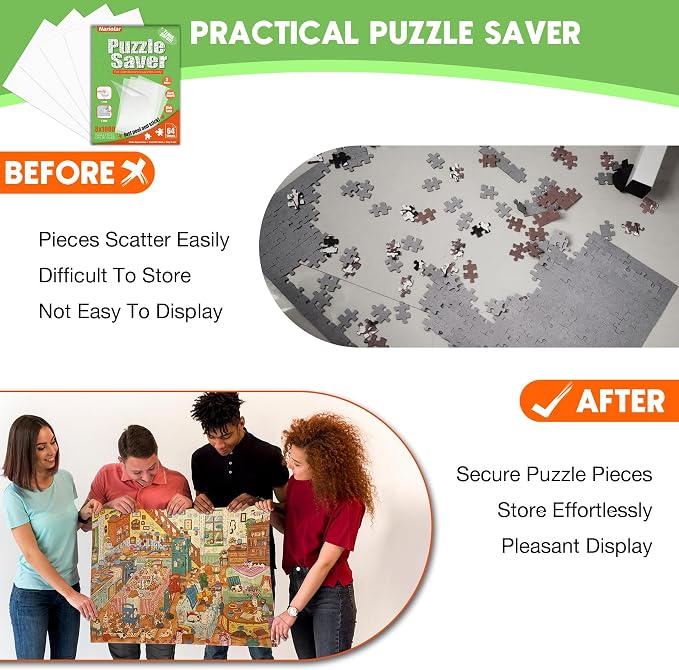 Nariolar Ultra-Adhesion Transparent Puzzle Glue Sheets, 64 Puzzle Saver Sheets - Image 6