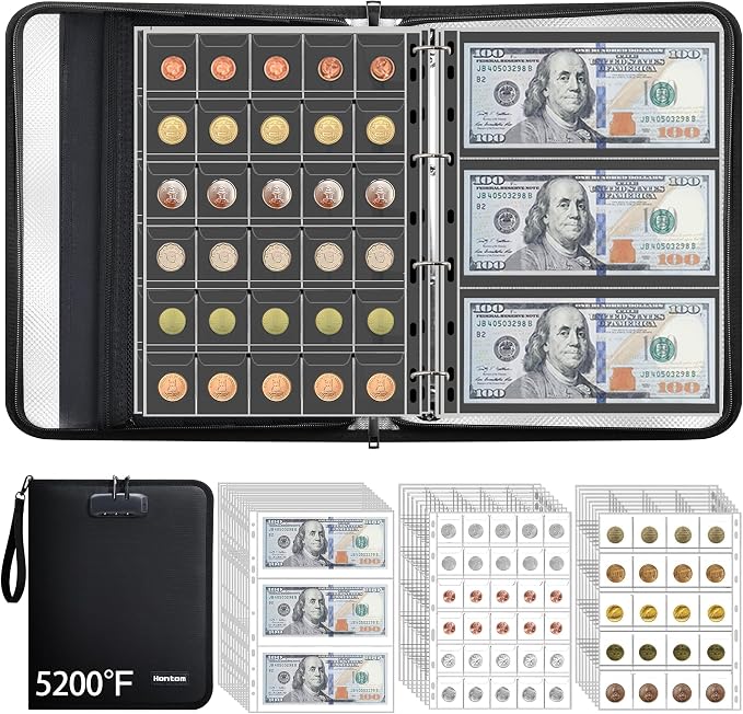 400-Pocket Fireproof Coin Book by Hontom