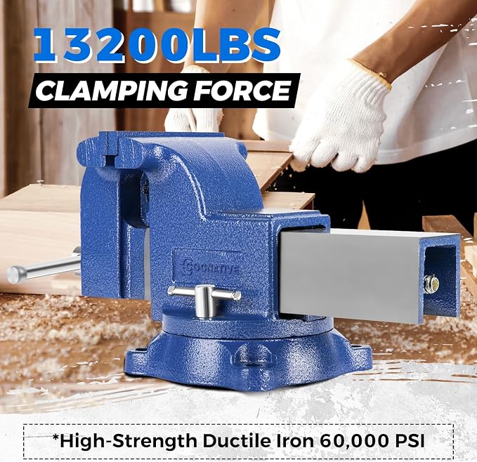 6" Heavy-Duty Bench Vise 13200LBS Stronger Clamping Force Ductile Iron Bench - Image 5