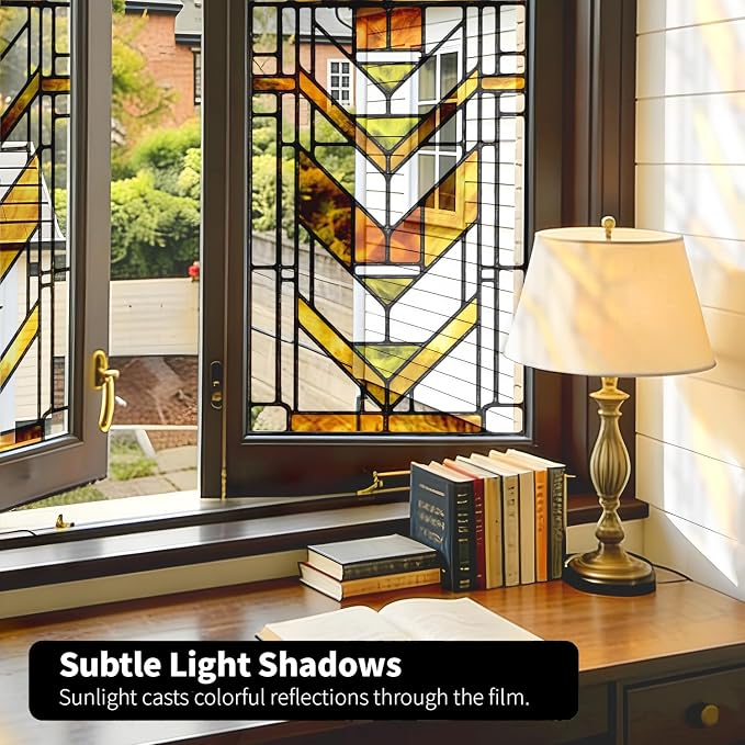 Faux Stained Glass Effect Transparent Window Film, Decorative Window Cling - Image 4