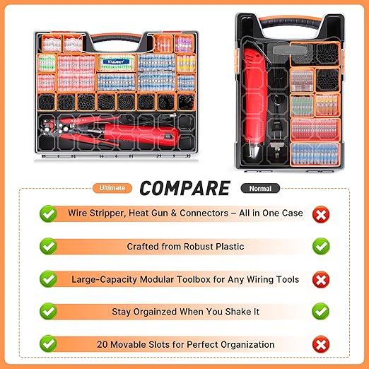 Ultimate All-in-ONE Heat Shrink Solder Seal Wire Connectors Kit – Wire Striper, Heat Gun, Kuject 2000PCS Waterproof Solder Stick Butt Connectors, Electrical Wiring Connector Kit for Marine Automotive