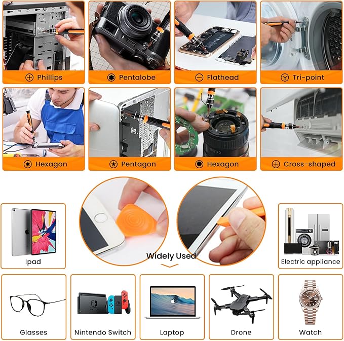 58 in 1 Small Precision Screwdriver Set, Mini Repair Tool Kit for Laptop,Macbook, PS4 PS5,Phone,Computer,Xbox,PC, Doorbell, Drone,Switch,Watch, Camera,Game Console, Eyeglasses,Electronic
