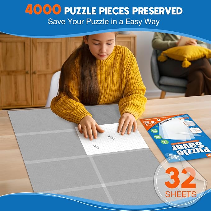 Nariolar Ultra-Adhesion Transparent Puzzle Glue Sheets, 32 Puzzle Saver Sheets - Image 3