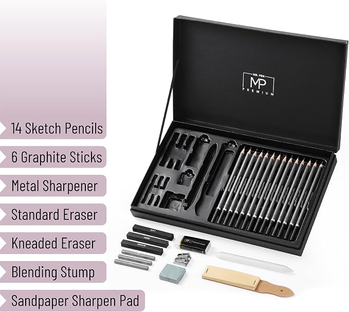 Mr. Pen- Drawing Sketching Pencil Set, Graphite Pencils | Graphite Sticks - Image 3