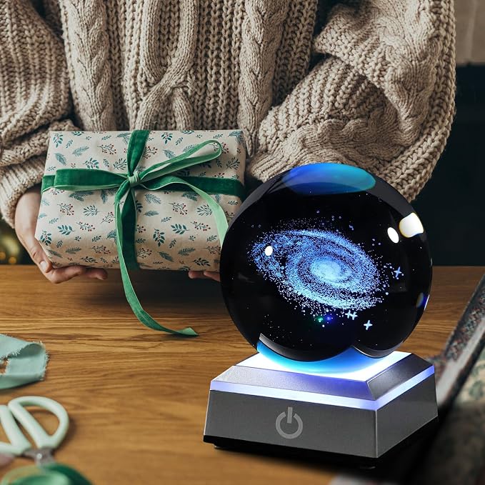 3D Galaxy Crystal Ball Night Light 3.15 inch Glass Ball Table Lamp - Image 6