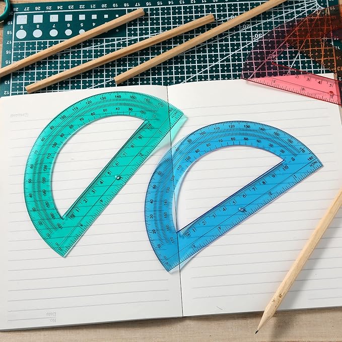 Zonon 12 Pieces Protractors Bulk Plastic 180 Degrees 6 Inch Translucent Protractors for Geometry, Angle Measurement, Students School Supplies