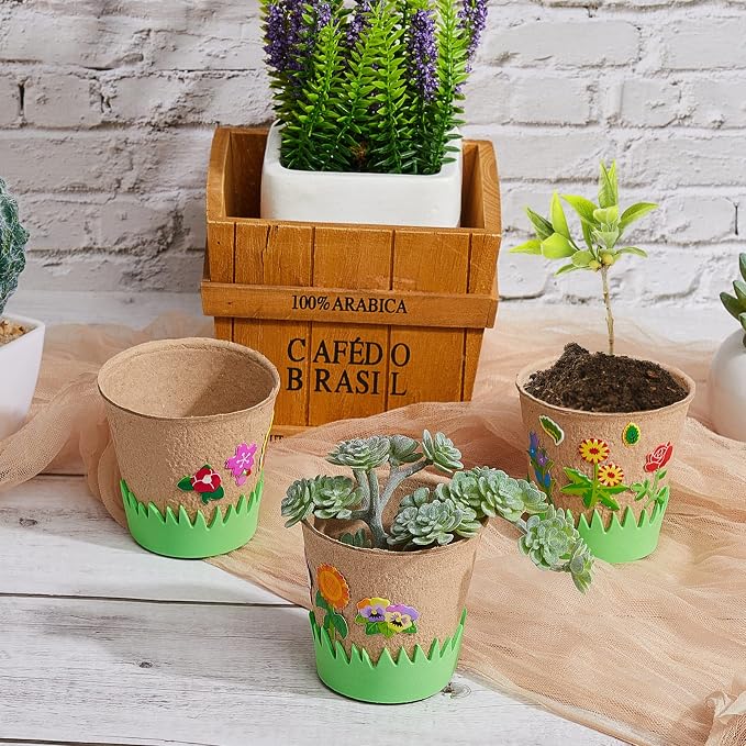 Jecery 12 Sets Garden Paper Craft Kit DIY Foam Flower Pots, Flower Planting and - Image 5