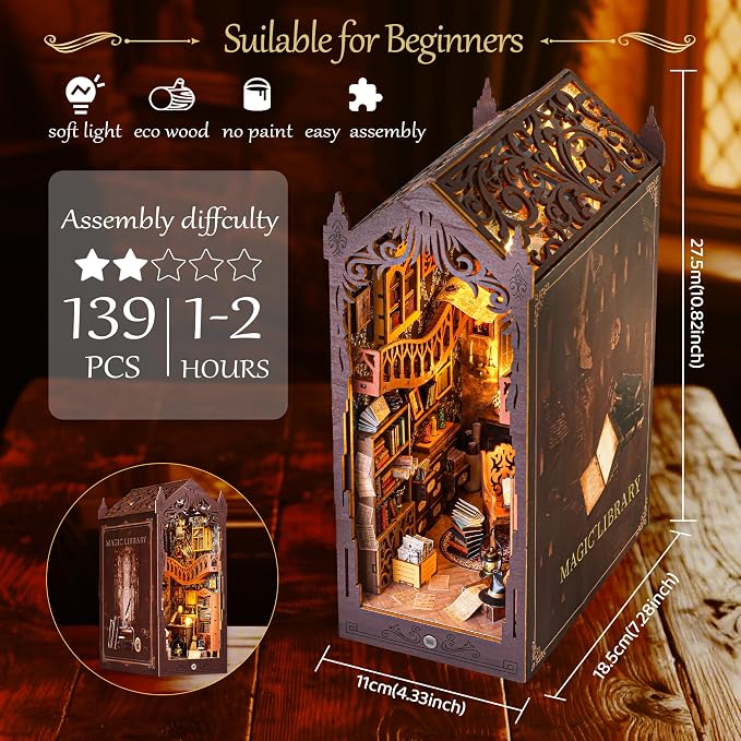 Book Nook DIY Miniature House Kit Adult Gift - Image 3
