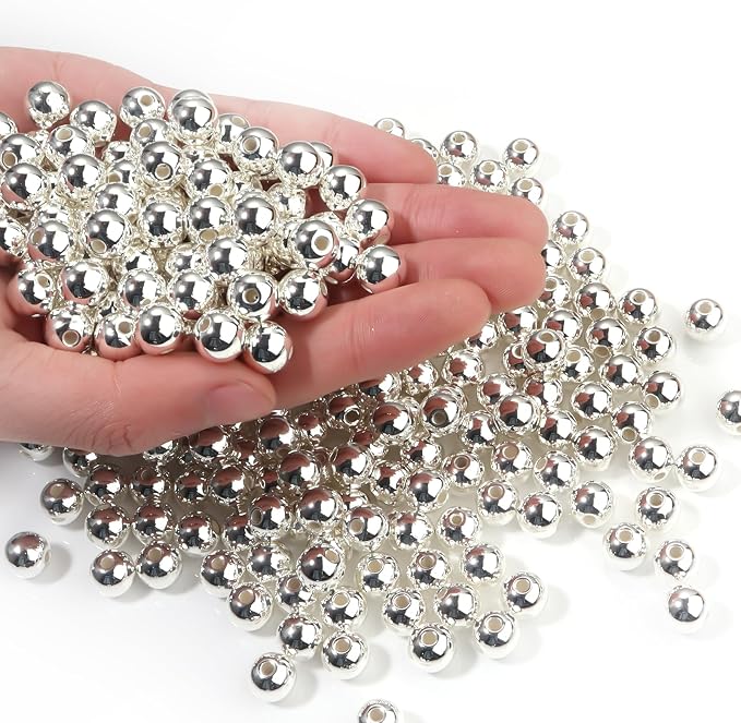 200pcs Silver 10mm Pearl Beads by chuyau