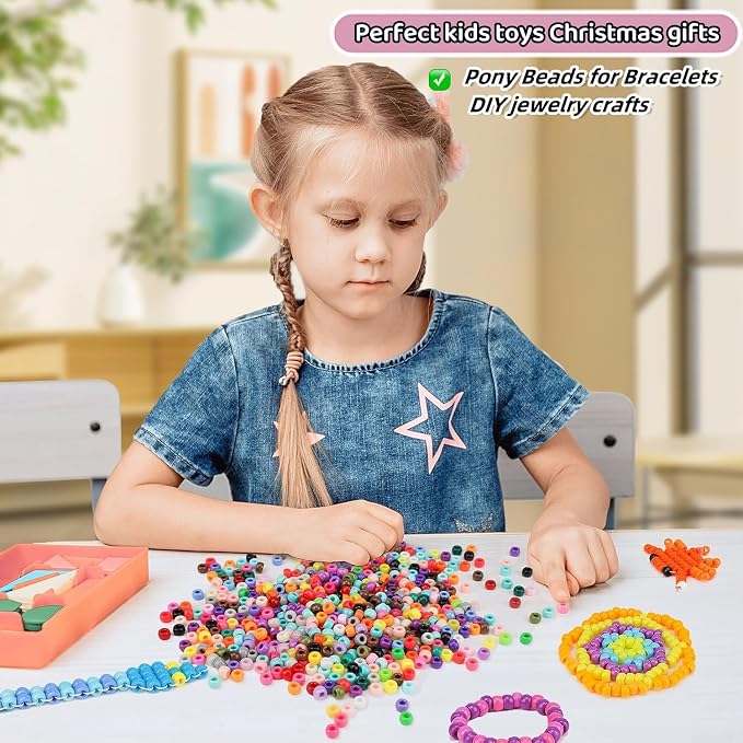 5 Boxes Bracelet Making Kit Pony Beads, 96 Colors 3500Pcs Kandi Beads - Image 9