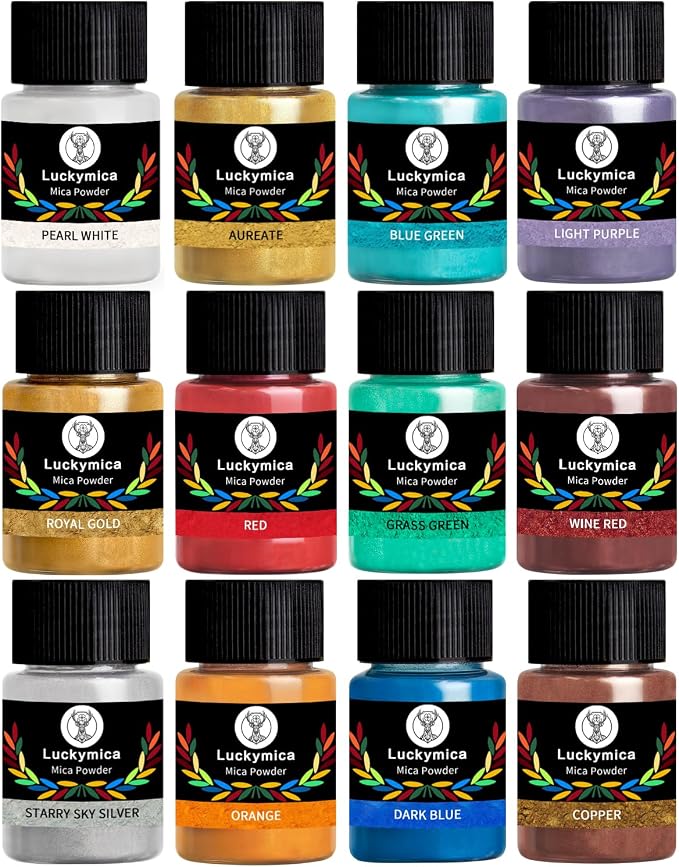 Mica Powder, 12 Colors Pearlescent Pigment Powder by Luckymica