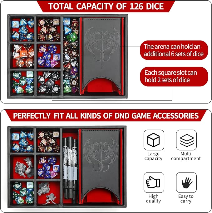 Grajar DND Dice Tray and Tower: Portable Dice Storage - Image 2